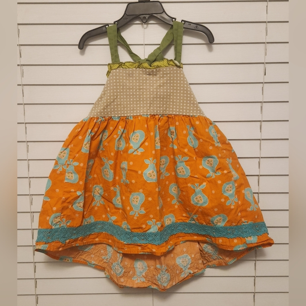 (3 ITEMS FOR $25) Persnickety Orange and Green Halter Dress Size 6